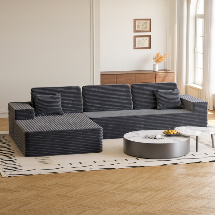Milton S03L-Gray Left Hand Facing Convertible Sofa Chaise