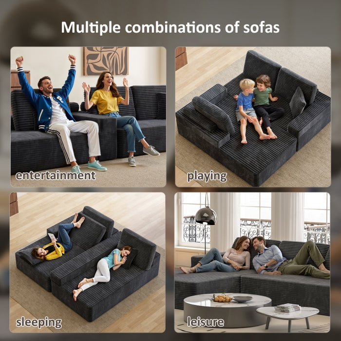 Milton S03L-Gray Left Hand Facing Convertible Sofa Chaise