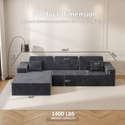 Milton S03L-Gray Left Hand Facing Convertible Sofa Chaise
