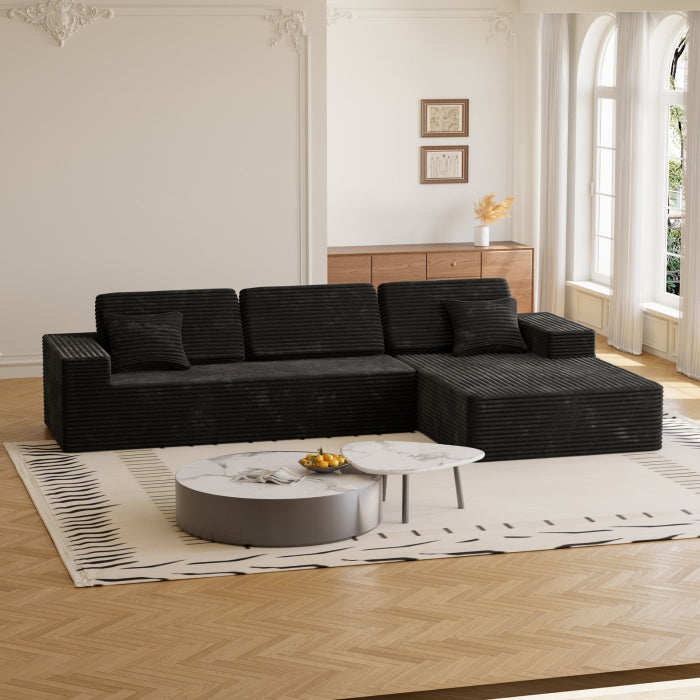 Milton S04R-Black Right Hand Facing Convertible Sofa Chaise