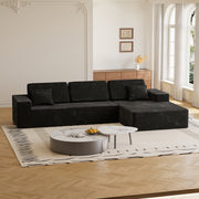 Milton S04R-Black Right Hand Facing Convertible Sofa Chaise