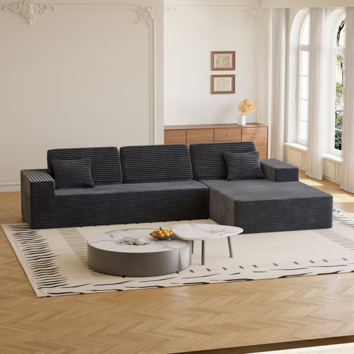 Milton S04R-Gray Right Hand Facing Convertible Sofa Chaise
