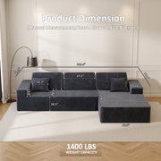 Milton S04R-Gray Right Hand Facing Convertible Sofa Chaise
