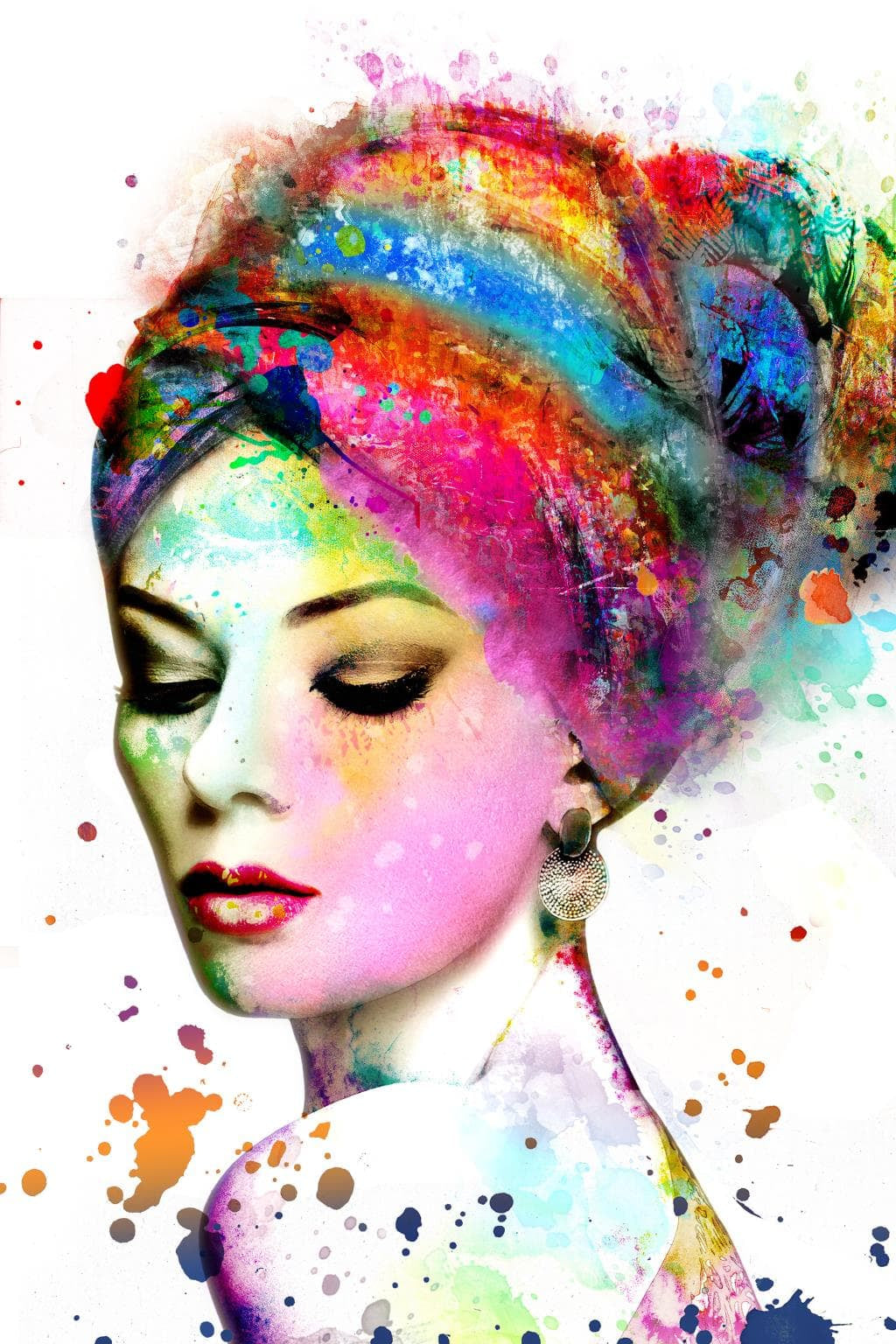 Classy Art SF1406 Tempered Glass w/ Foil 40 x 60 Abstract Woman w/ Color