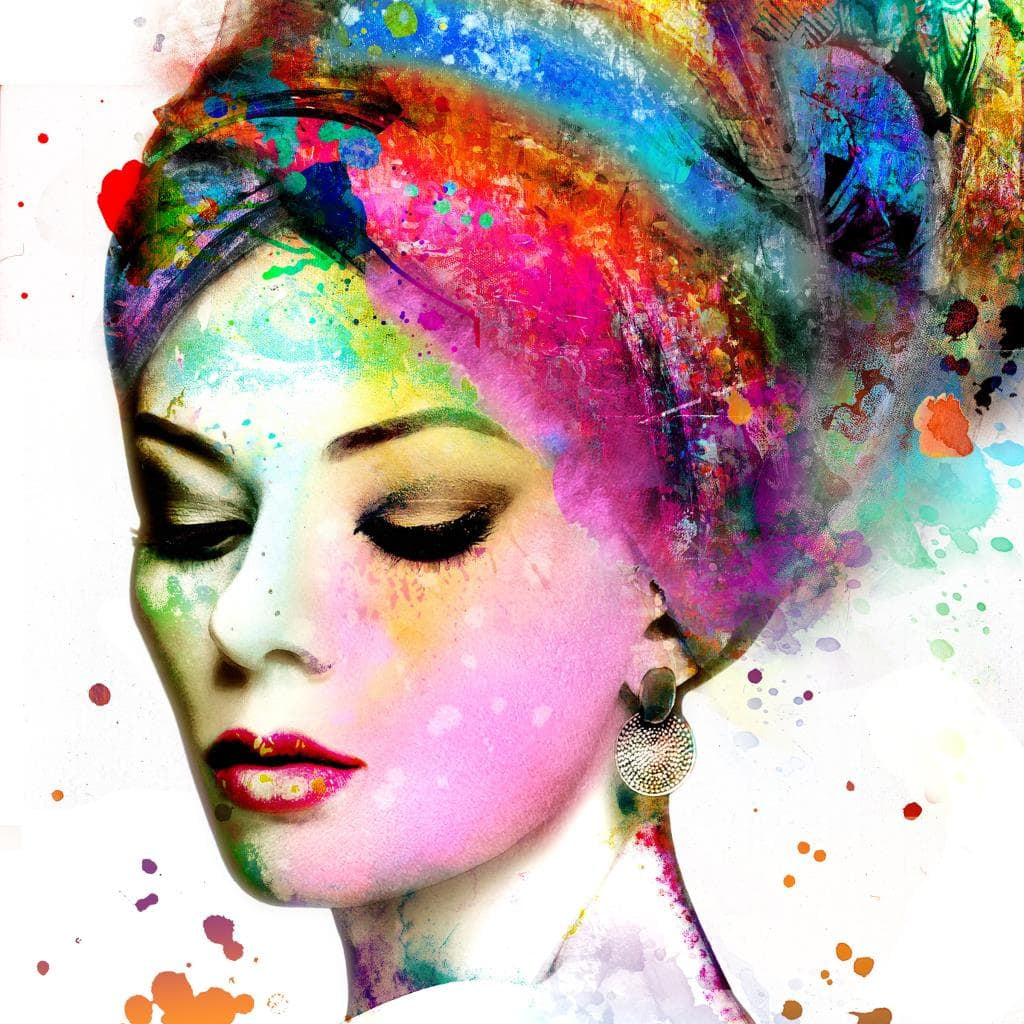 Classy Art SF1406 Tempered Glass w/ Foil 40 x 60 Abstract Woman w/ Color