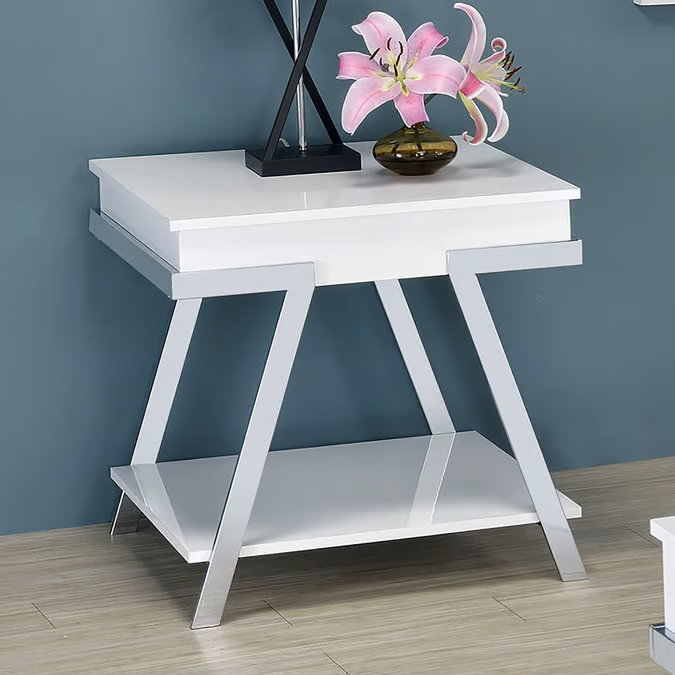 FOA CM4193WH-E Titus White Modern End Table