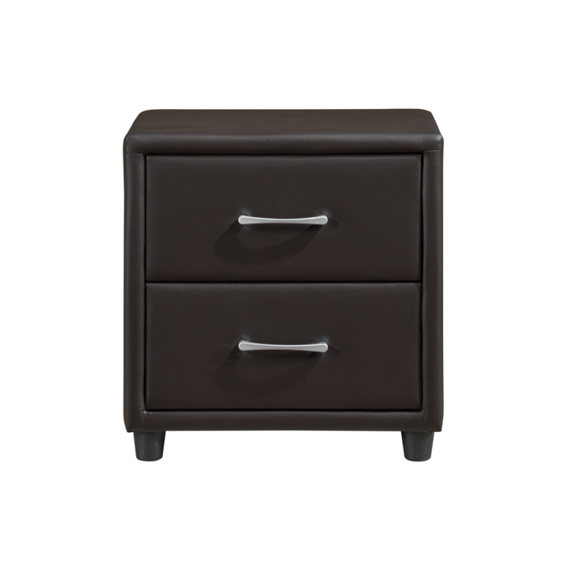 Homelegance 2220DBR-4 Lorenzi Dark Brown Upholstered Faux Leather Nightstand