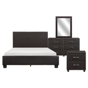 Homelegance 2220DBR-5/6 Lorenzi Dark Brown Upholstered Faux Leather 6 Drawer Dresser & Mirror