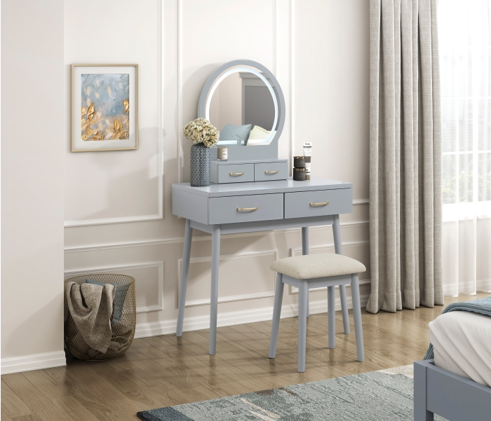Homelegance 4565GY Grey Vanity Dresser with Mirror and Stool