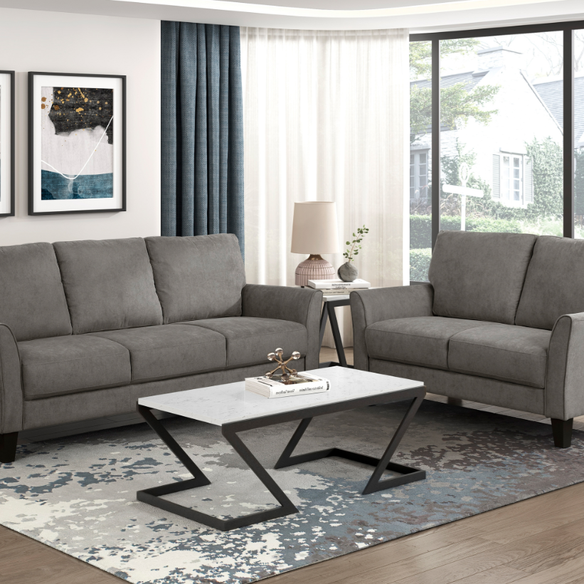 Homelegance 9519CHC Aliana Brownish Gray Sofa Love Set