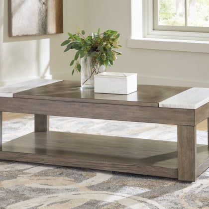 Ashley T854-9 Loyaska Lift Top Wood Marble Coffee Table