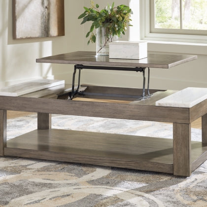 Ashley T854-9 Loyaska Lift Top Wood Marble Coffee Table