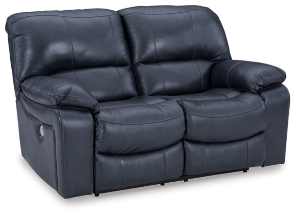 Ashley U4380974 Leesworth Ocean Leather Reclining Power Loveseat
