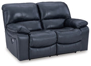 Ashley U4380974 Leesworth Ocean Leather Reclining Power Loveseat
