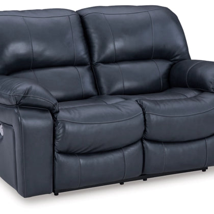 Ashley U4380974 Leesworth Ocean Leather Reclining Power Loveseat