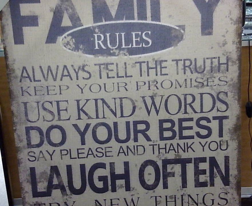 Classy Art Family Rules Canvas 36x48