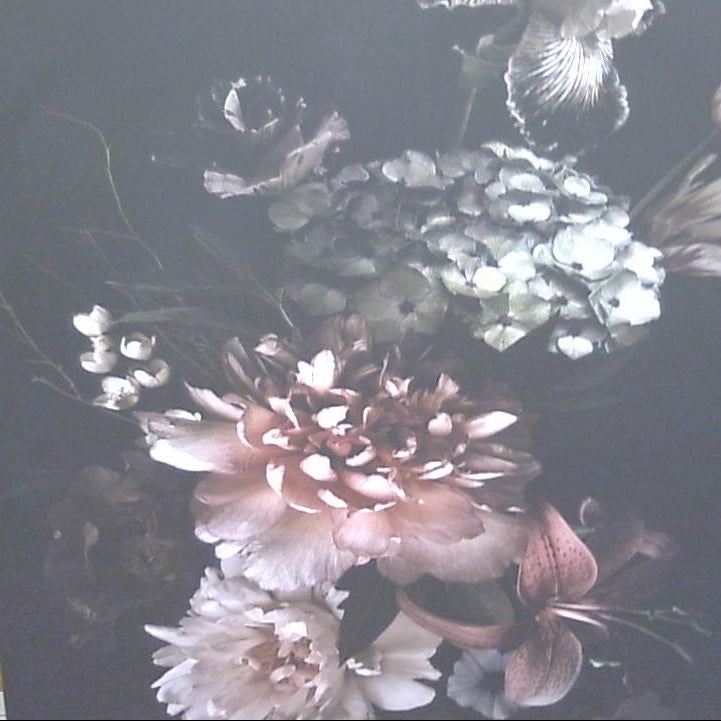 Classy Art Black Background w/ Colorful Floral Canvas 36x48