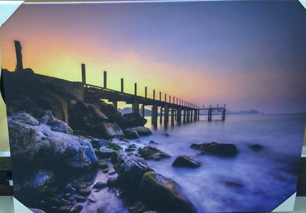 Classy Art Whispers of the Tide: The Forgotten Pier at Dusk Canvas 36x48