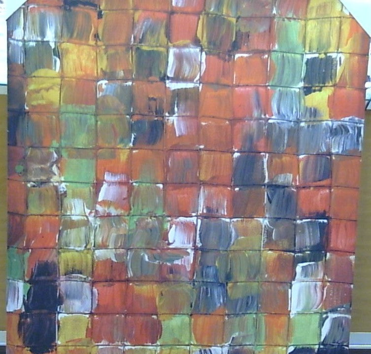 Classy Art Chroma Lattice Dreamscape: A Brushstroke Odyssey in Fiery Hues Canvas 36x48