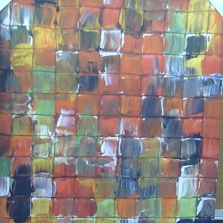 Classy Art Chroma Lattice Dreamscape: A Brushstroke Odyssey in Fiery Hues Canvas 36x48