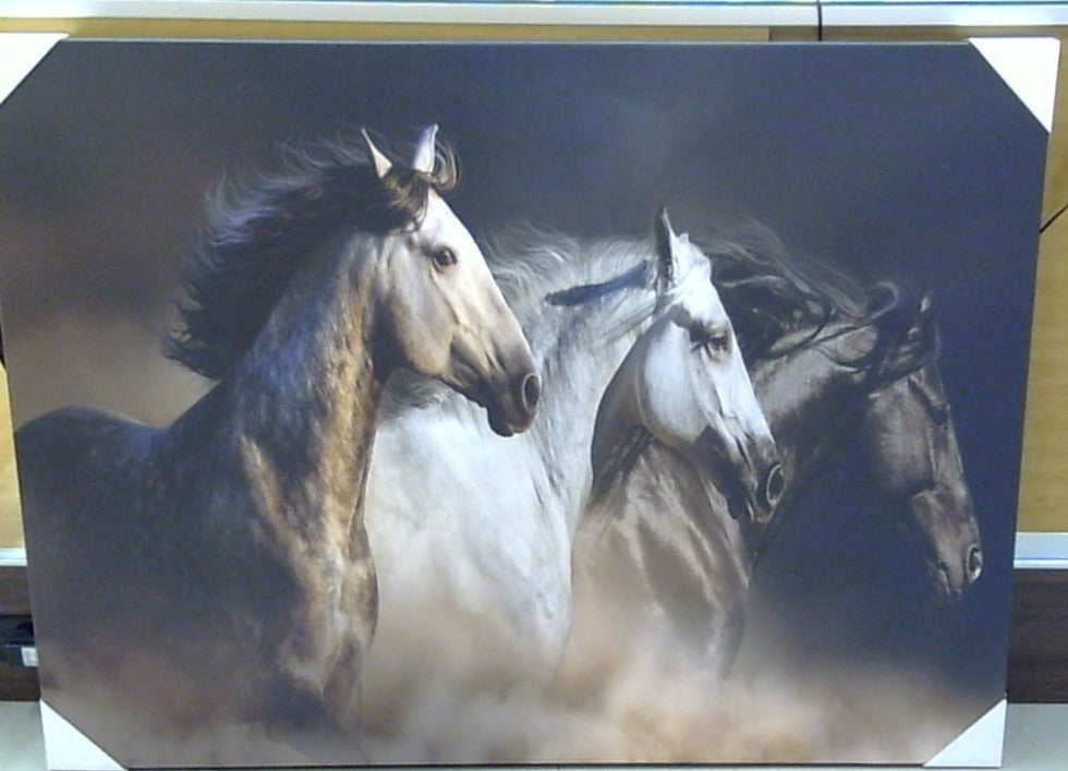 Classy Art Stallions in a Dusty Tempest Canvas 36x48