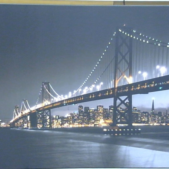 Classy Art City Lights Over the Bay: The Golden Gate Nocturne Canvas 36x48