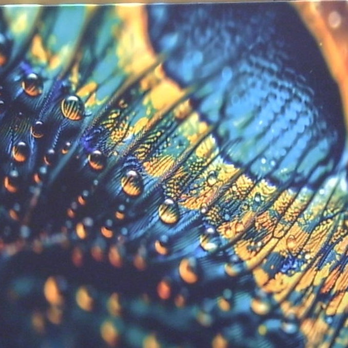 Classy Art Iridescent Elegance: Dewdrops on a Peacock's Plume Canvas 36x48