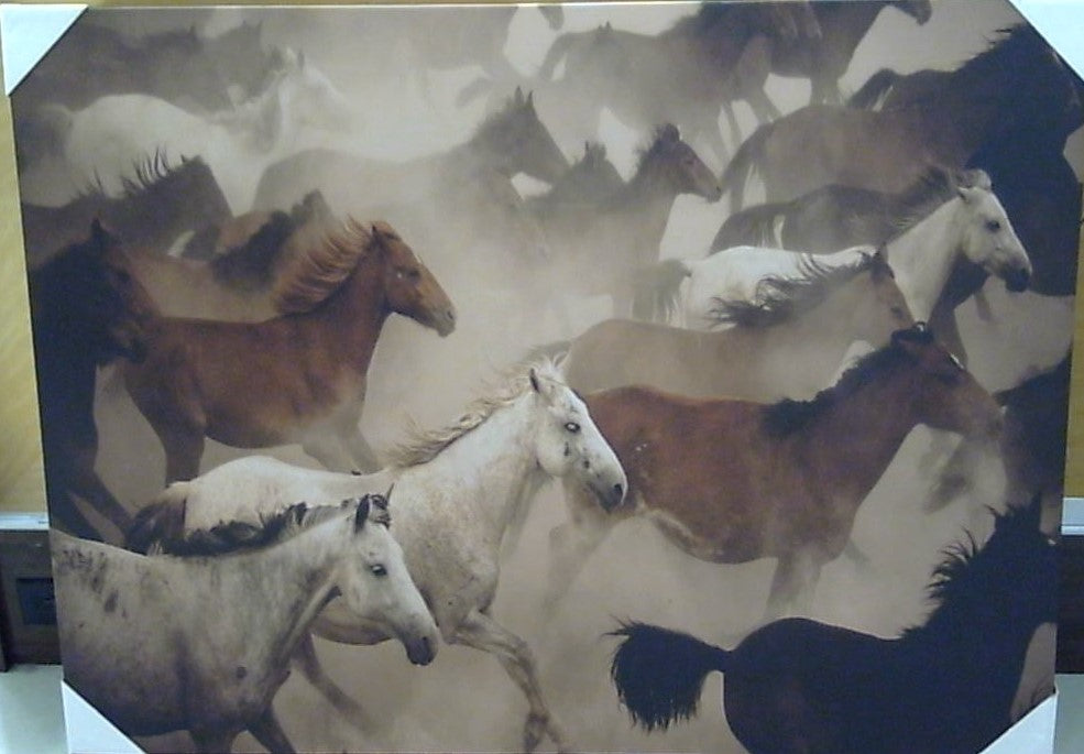 Classy Art Stampede in the Mist: The Wild Herd's Untamed Dance Canvas 36x48
