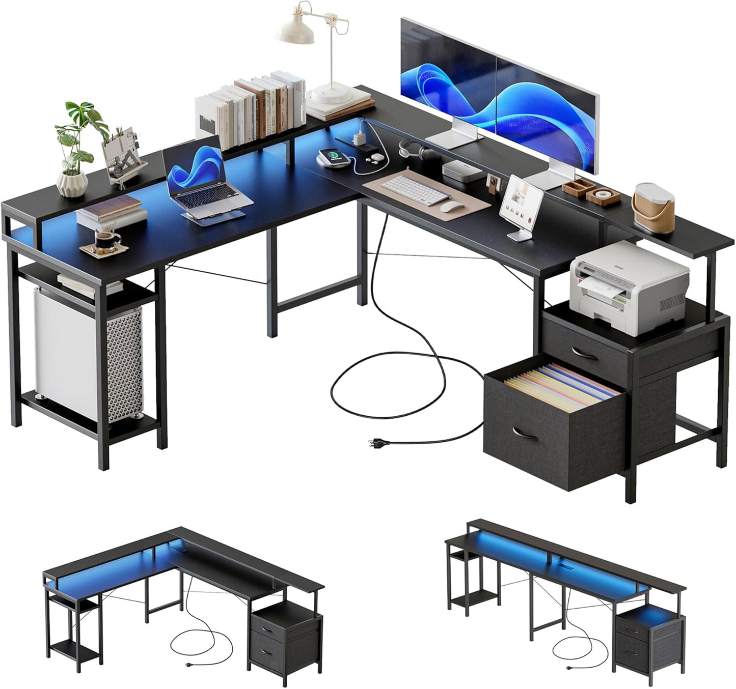 Milton XHQ02-X.01.02.05.A6602 Black 112" Corner L Shape Office Desk