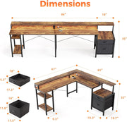 Milton XHQ02-X.01.02.05.A6602 Black 112" Corner L Shape Office Desk