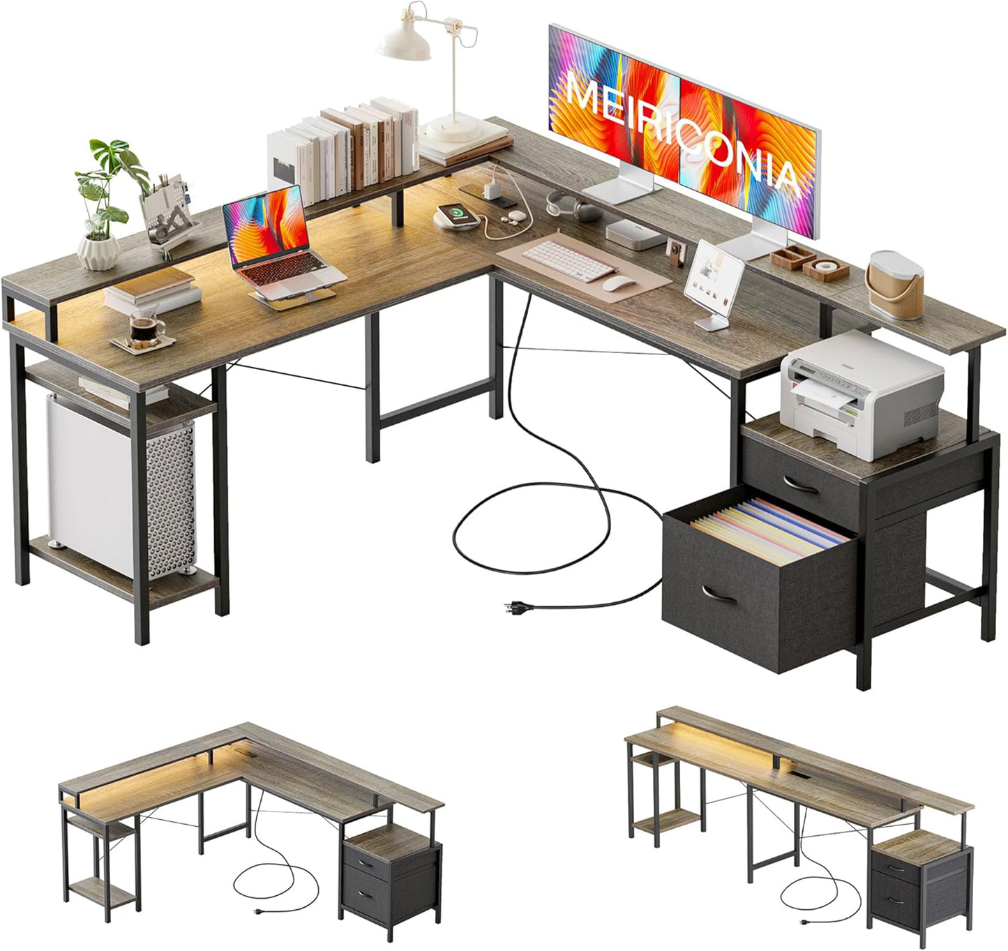 Milton XHQ02-X.01.02.05.A6604 Natural Gray 112" Corner L Shape Office Desk