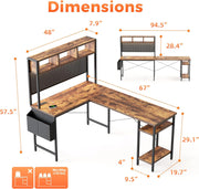 Milton XHQ02-X.01.02.06.A6603 Rustic Brown 94.5" Reversible L Shape Desk