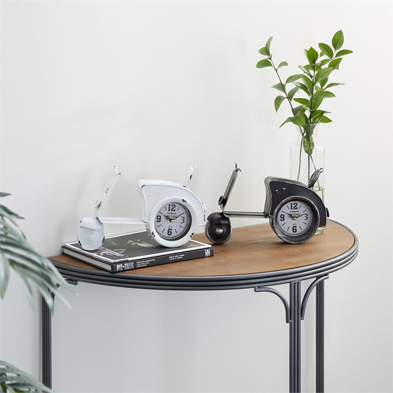 UMA 92272 Black or White Metal Bike Scooter Clock