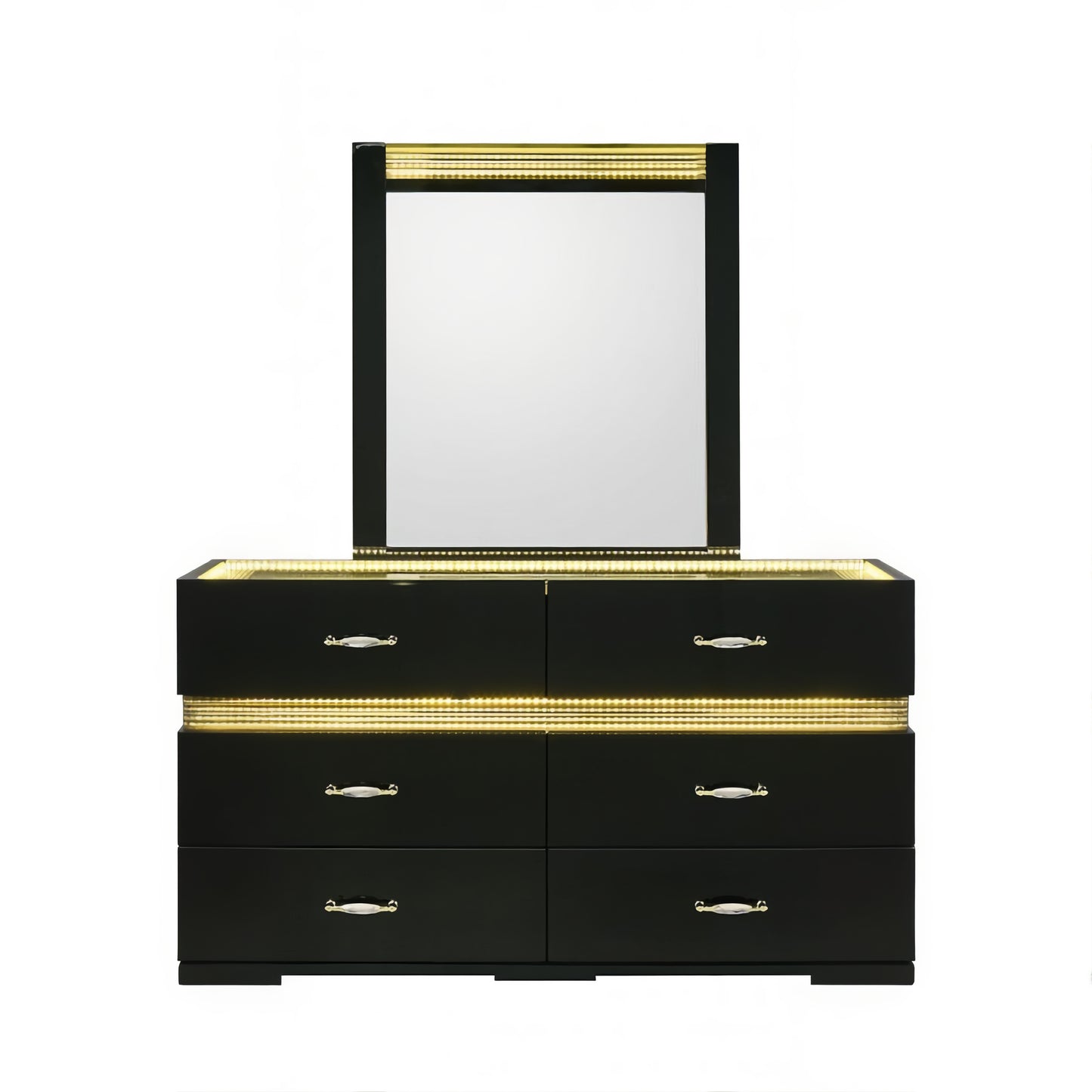 FOA FM72015BK-DM Lucida Black LED Dresser Mirror