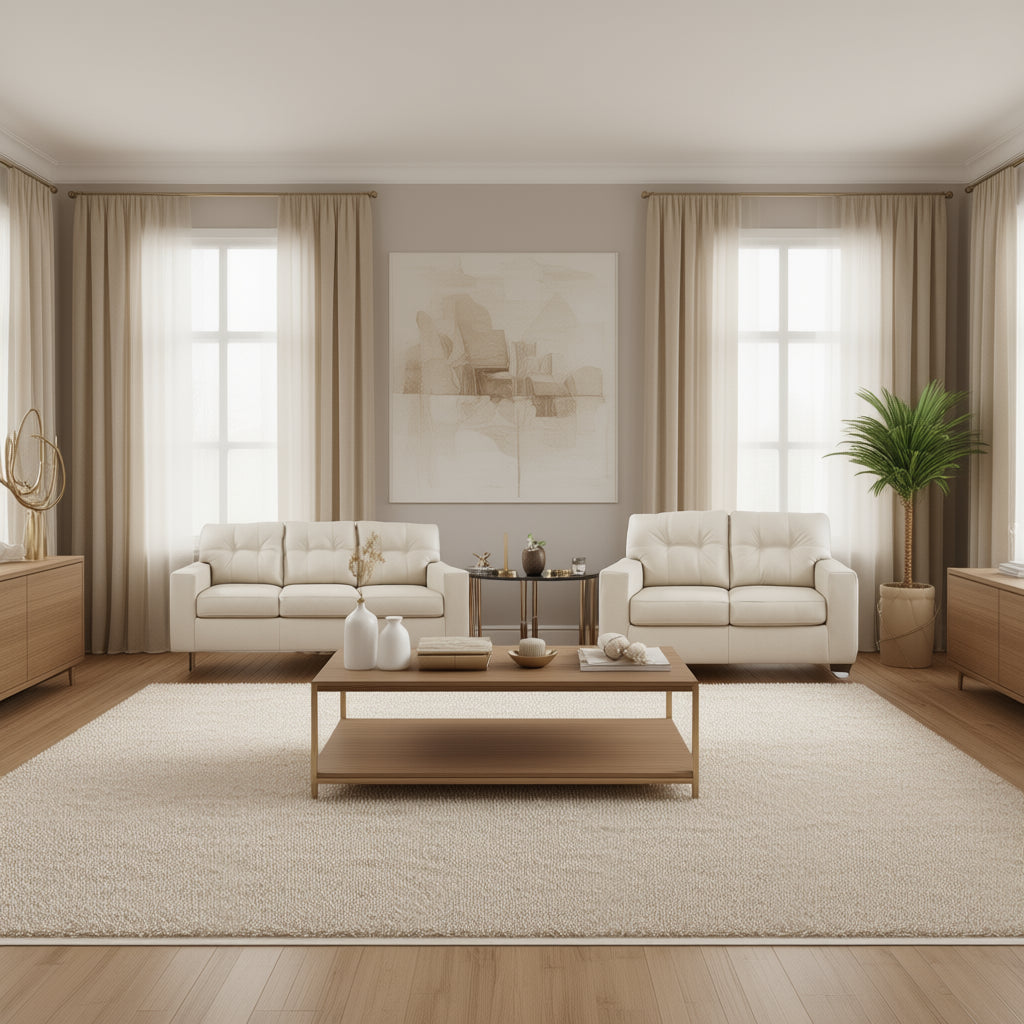 Ashley 2170835 / 838 Santorine Bone Leather Sofa & Loveseat Set