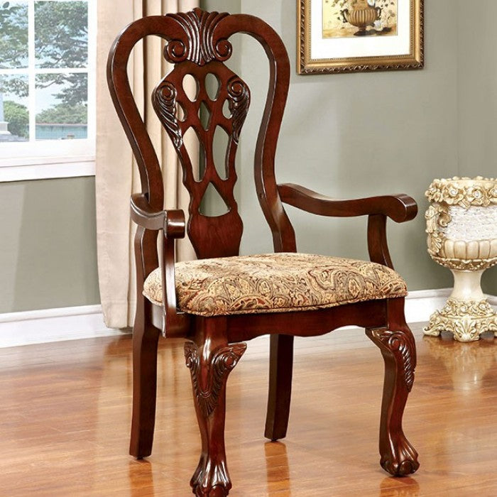 FOA CM3212 Elana Cherry 7 Piece Dining Set w/ Leaf