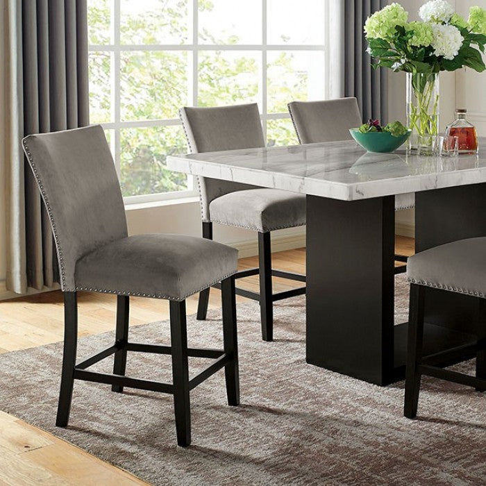 FOA CM3744PTGY Kian White Marble Counter Height 5 Piece Set