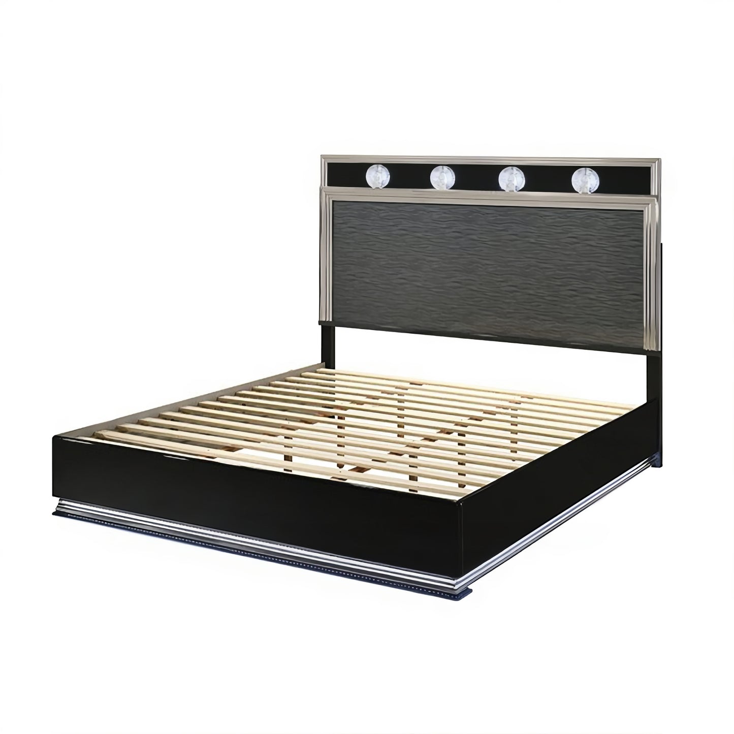 FOA FM72020DG-EK-BED Noire Gray & Black King LED Bed
