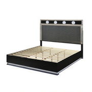 FOA FM72020DG-EK-BED Noire Gray & Black King LED Bed