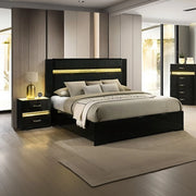 FOA FM72015BK-EK Lucida Black LED Platform King Bed
