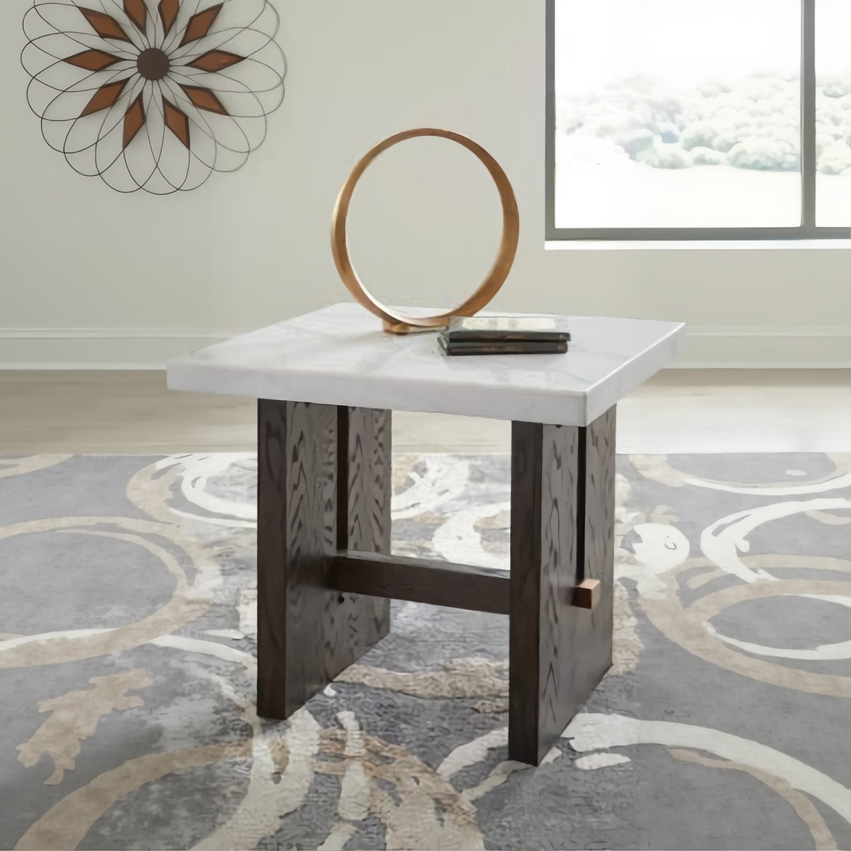 Ashley T779-3 Burkhaus Rectangular Marble End Table