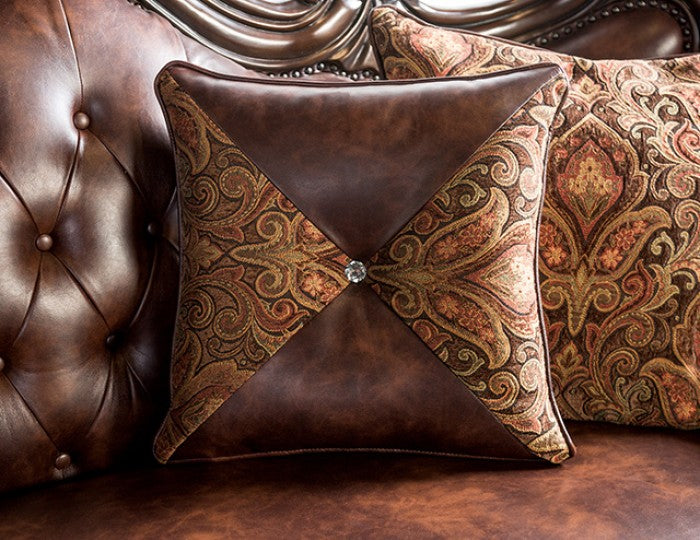 FOA FM65005BR Palencia Traditional Sofa Loveseat Set