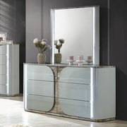 FOA FM72011LG-DM Cleburne LED 6 Drawer Dresser & LED Mirror Set