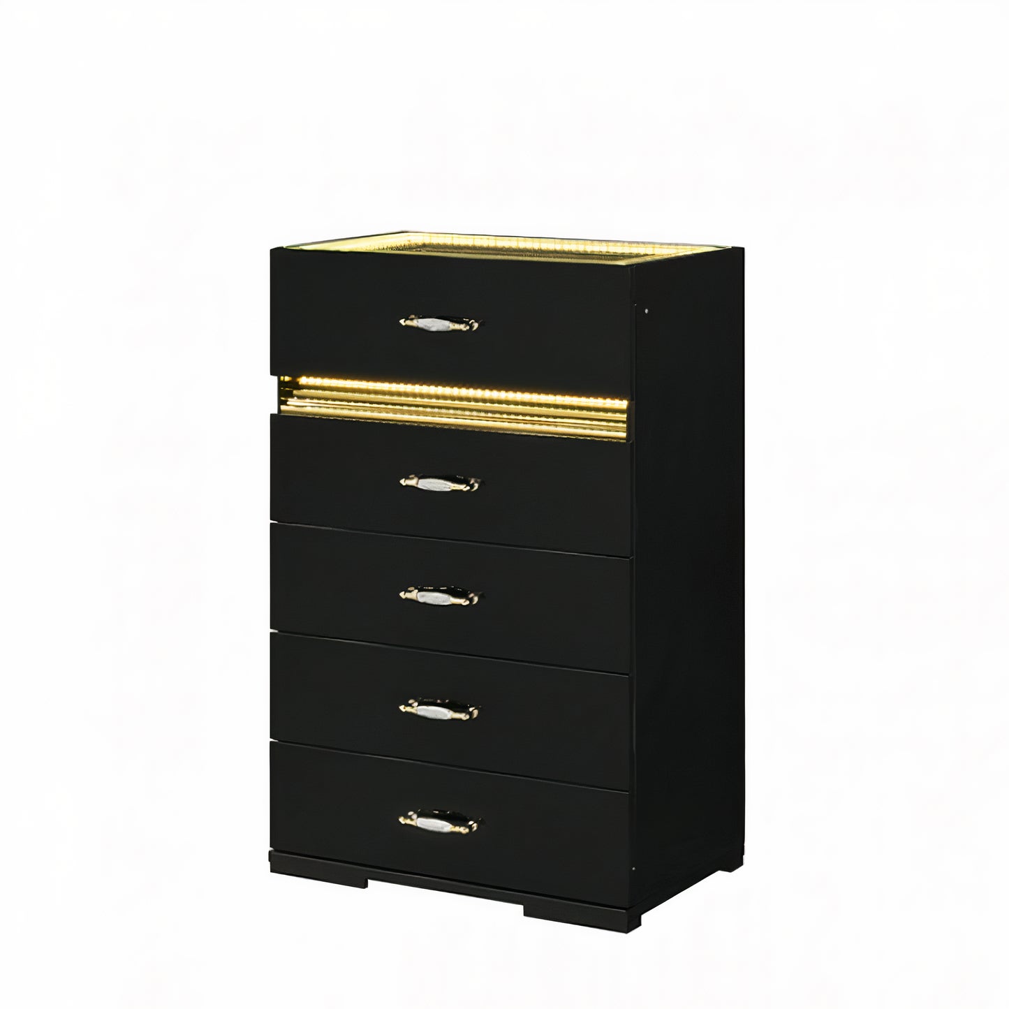 FOA FM72015BK-C Lucida Black LED 5 Drawer Chest