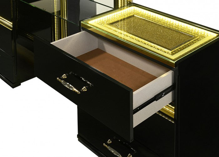 FOA FM72015BK-V Lucida Black LED Vanity w/ Stool