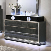 FOA FM72020DG-DM Noire Gray & Black LED Dresser Mirror Set