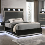 FOA FM72020DG-EK-BED Noire Gray & Black King LED Bed