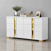 FOA FM7217WH-D/M Lillestrom White & Gold Dresser Mirror Set