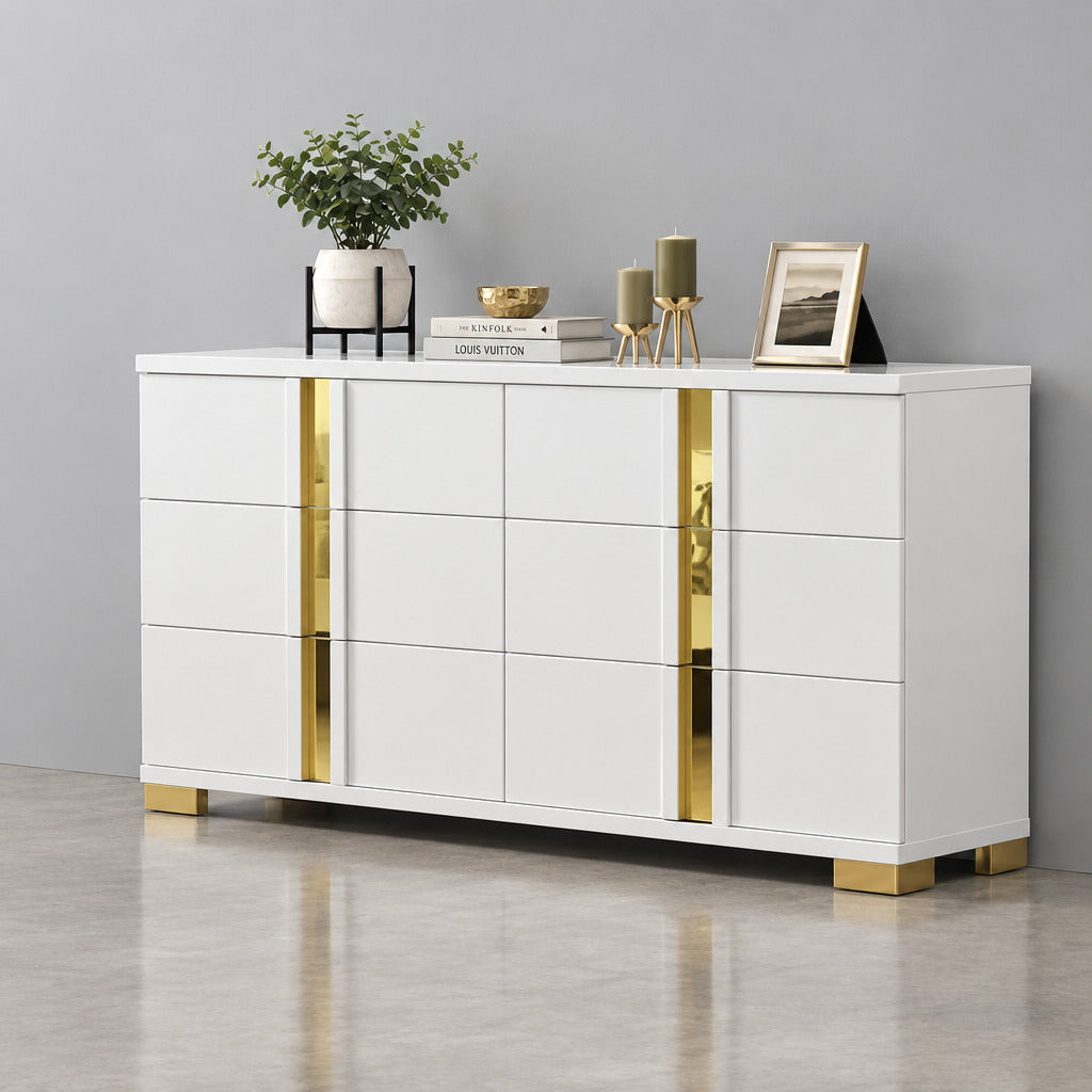 FOA FM7217WH-D Lillestrom White & Gold Dresser