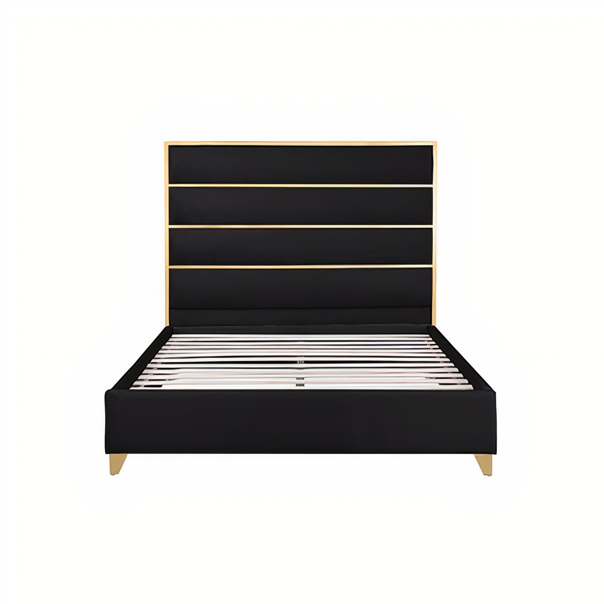 FOA FM77005GDBK-Q-BED Andriola Gold & Black Platform Queen Bed